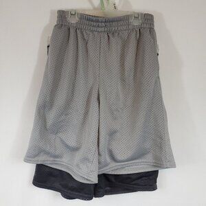 Starter Boys 2 Piece Basketball Mesh Shorts Light Grey & Dark Grey Sz 6-7